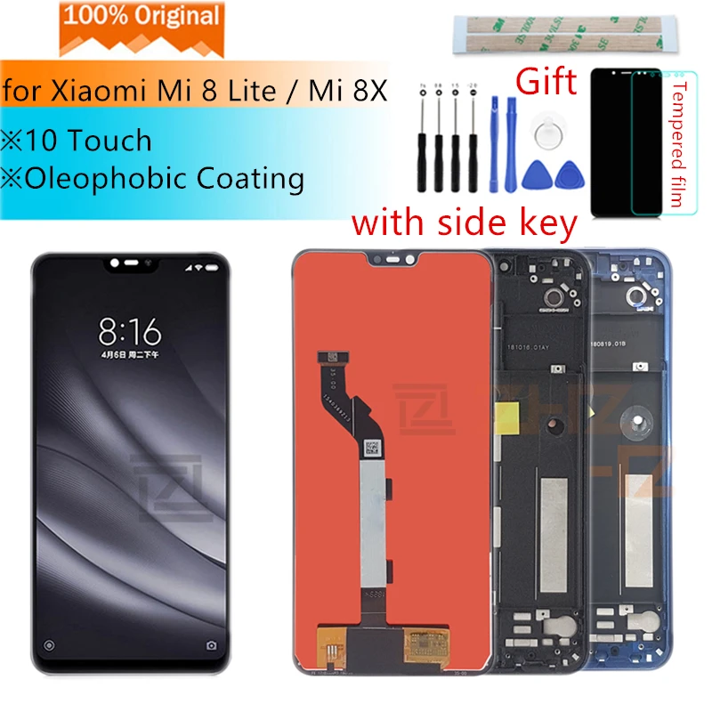 Дисплей для Xiaomi Mi 8 Lite ЖК-дисплей кодирующий преобразователь сенсорного экрана в сборе с рамкой