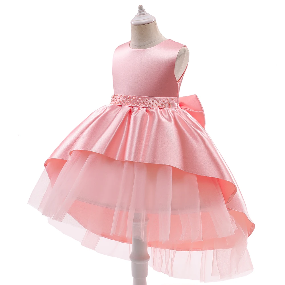 

2021 Infant Bow Trailing Baby Dress Costumes Kids Clothes Princess Party Wedding Dresses For Baby Girls 1st Year Birthday Dress