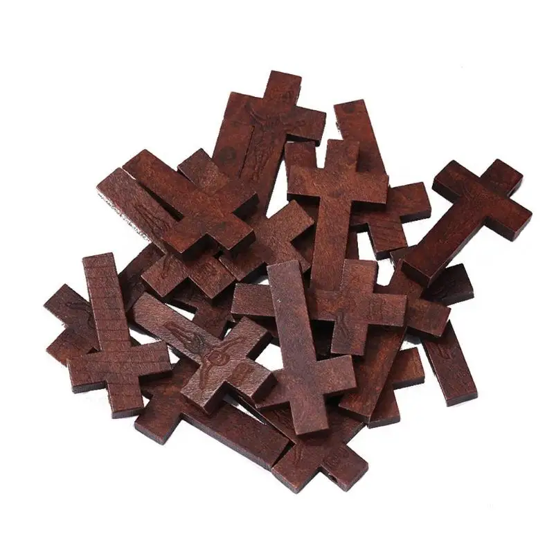 5/10/20 штук деревянный крест Иисуса Кристиан религиозный Шарм Подвеска Скрап