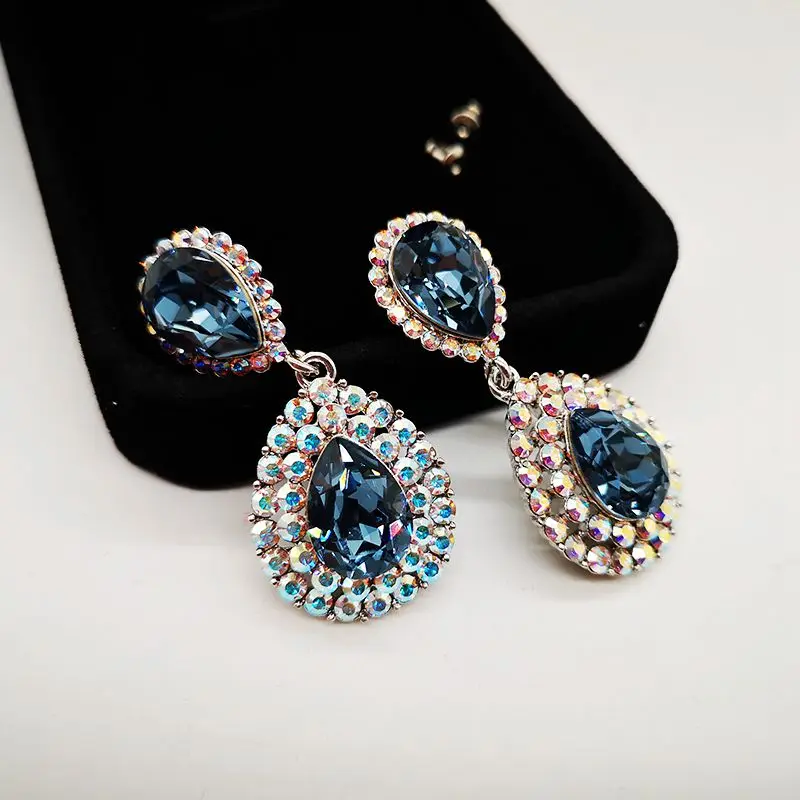 Новый роскошный 925 стерлингового серебра Pin серьги для женщин Австрия капли воды