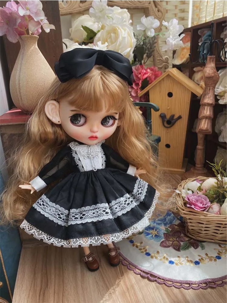 

Blyth Doll clothes Court Retro Style dress + hair band for Blyth doll accessories doll clothes Multiple Styles long sleeves