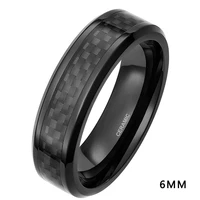 eamti 6mm 8mm mens black carbon fiber inlay ceramic ring korean wedding band engagement rings for women brand couple jewelry