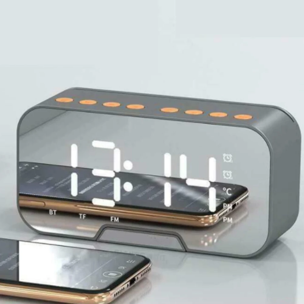 

Часы-Будильник, многофункциональные, Bluetooth, светодиодные, зеркальные, с радио