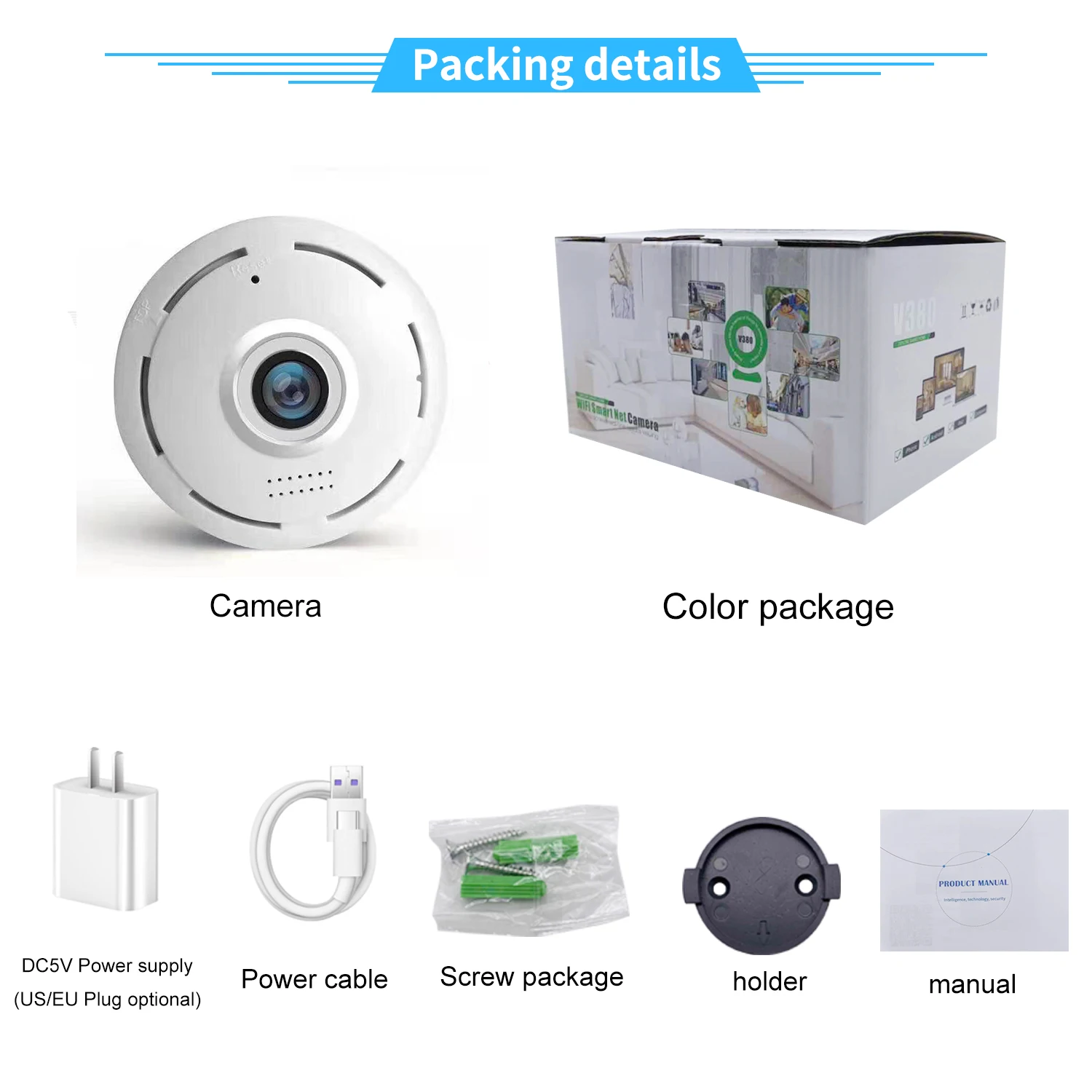 5MP/960P Wifi Panorama Fisheye Camera 960P Lamp CCTV Video IP Surveillance Alarm Night Vision P2P wireless Bulb | Безопасность и