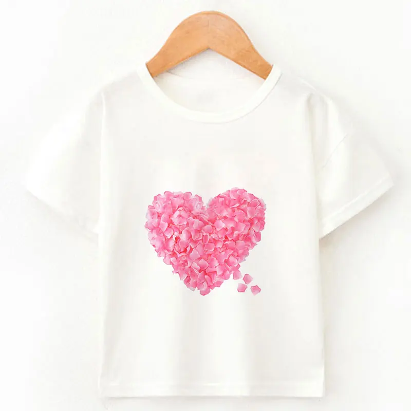 

Novelty T-shirt For Girls Boys Plant Petal Printed Tshirt Kids Cute Comfortable White Purple Tshirt Individuality Children Tops