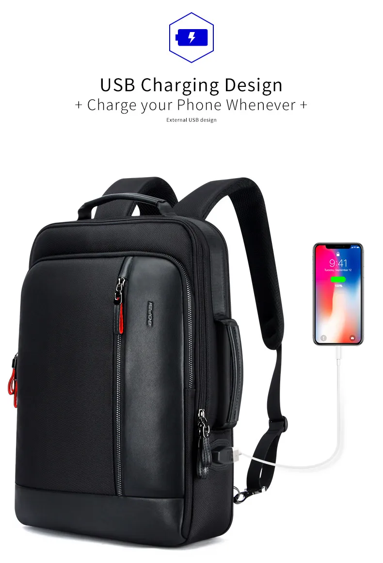 BOPAI многофункциональный мужской рюкзак для ноутбука с зарядкой от usb 15,6 дюймов, мужской рюкзак для путешествий с защитой от кражи для подростков, дропшиппинг