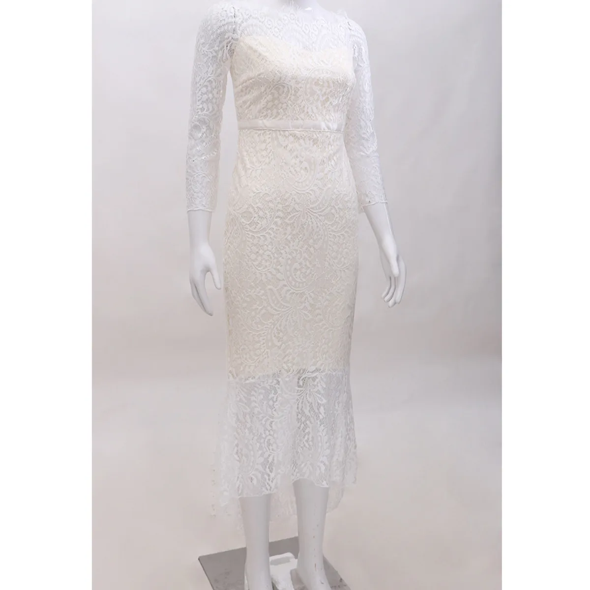 BacklakeGirls-vestido de novia de manga larga con cuello Barco, sirena, elegante, sin hombros, de encaje, vestido de novia, Abiti Da Sposa