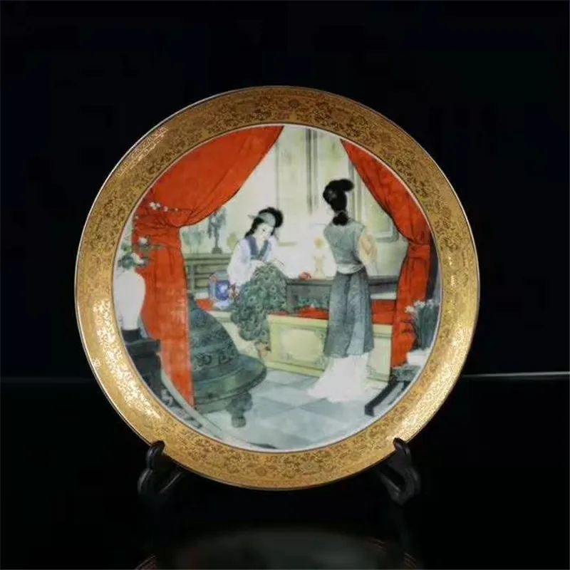

Jingdezhen Ceramic Chinese Porcelain Plate Painting Classic Beauty Portrait Plate Phnom Penh Plate Dish Feng Shui Gift
