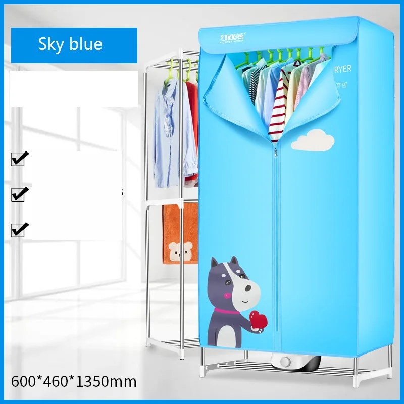 Clothes drying cloth wardrobe folding portable simple bedroom wardrobe household clothes dryer, clothes storage cabinet - Цвет: Синий