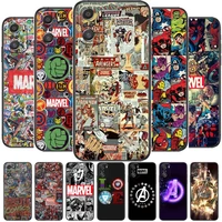 marvel logo avengers cartoon phone case for xiaomi redmi note 10 9 9s 8 7 6 5 a pro s t black cover silicone back pre style