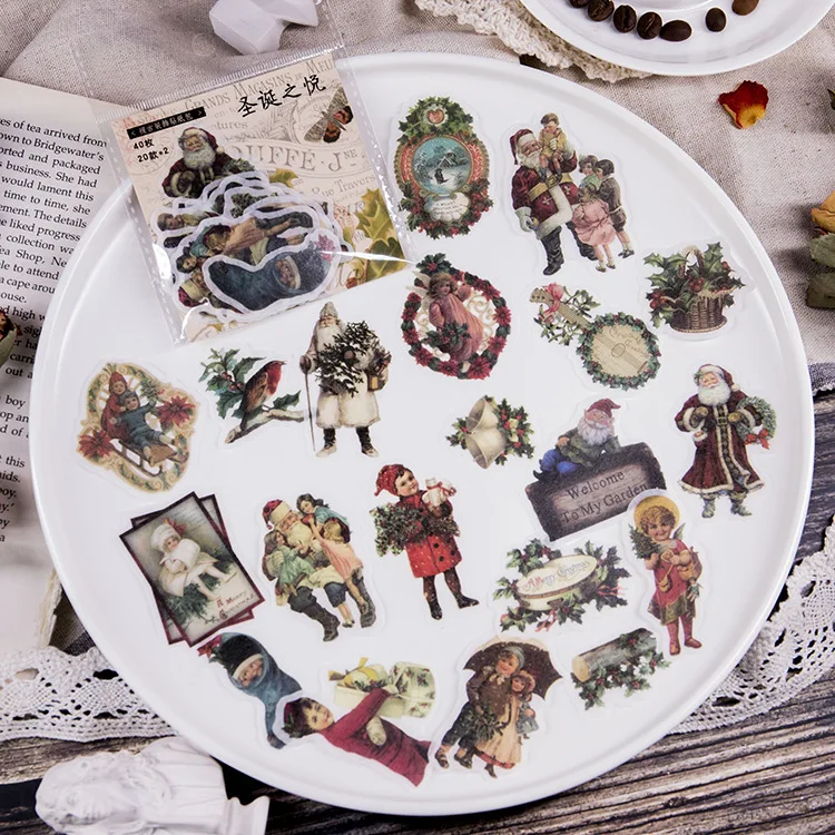 40 шт./упак. Рождественский Ангел/Алиса/Ретро Девушка/цветок декоративный стикер