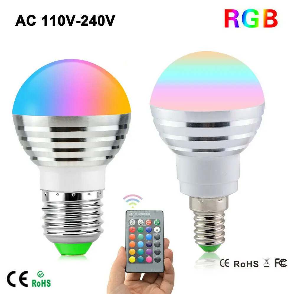 

3W RGB Multicolor LED Globe Light Bulb E14 E27 Screw Base Remote Control Lamp for Home Bedroom Decoration 85-265V 110V 220V