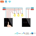 Tuya двухсторонний умный переключатель дистанционного Управление светильник сенсорный Панель Wi-Fi настенный выключатель Великобритания ЕС Дистанционное Управление с Alexa Google Home 123 Gang