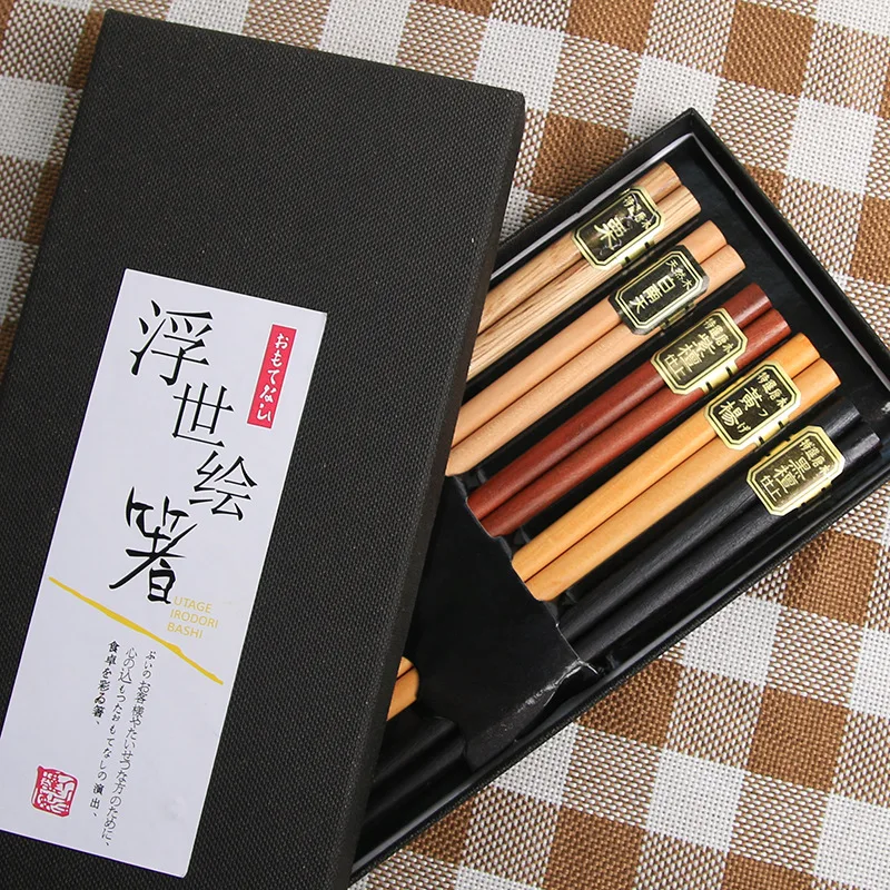 5 пар портативные японские многоразовые палочки из натурального бука | Дом и сад