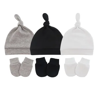 Newborn Baby Hat with Gloves Cotton Bonnet Baby Beanie Hat New Born Gift for Girls Cap Baby Boy Hat Infant Toddler Accessories 1