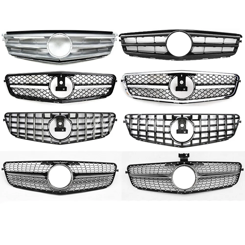 Решетка передняя черная/Серебристая для Mercedes Benz W204 2008 2009 2010 2011 2012 2013 2014 C|Гоночные