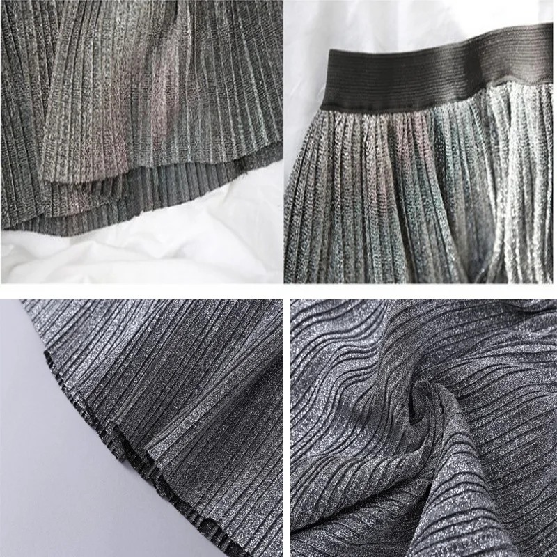 Одинаковые комплекты для семьи юбки мамы и дочки цвет металлик модные длинные