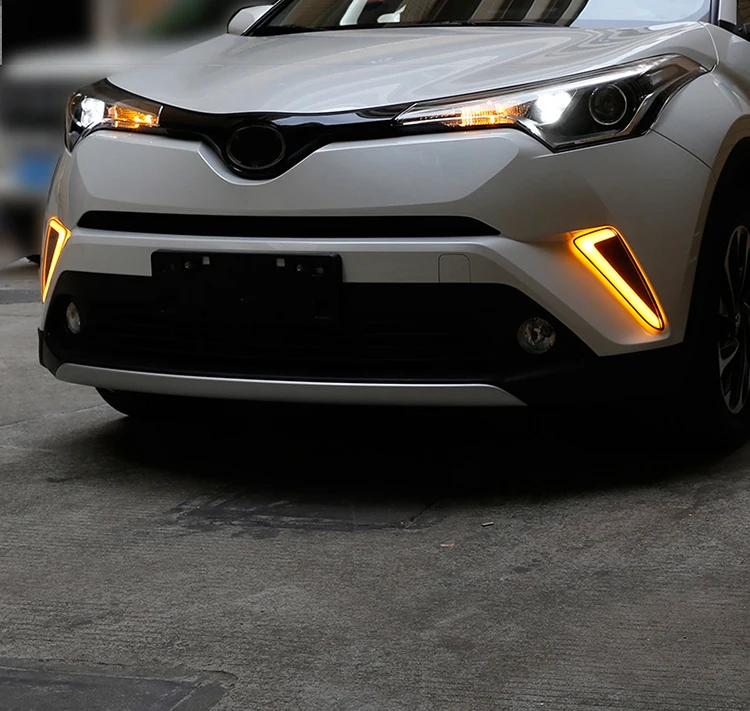 OKEEN 2x авто светодиодный дневные ходовые огни для Toyota CHR C-HR Габаритные огни белый указатель поворота светильник желтый светильник Противотуманные огни