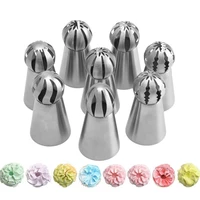 8pcsset russian cake cream icing piping nozzle stainless steel ball shape pastry cookies flower mouth cupcake decorator tools