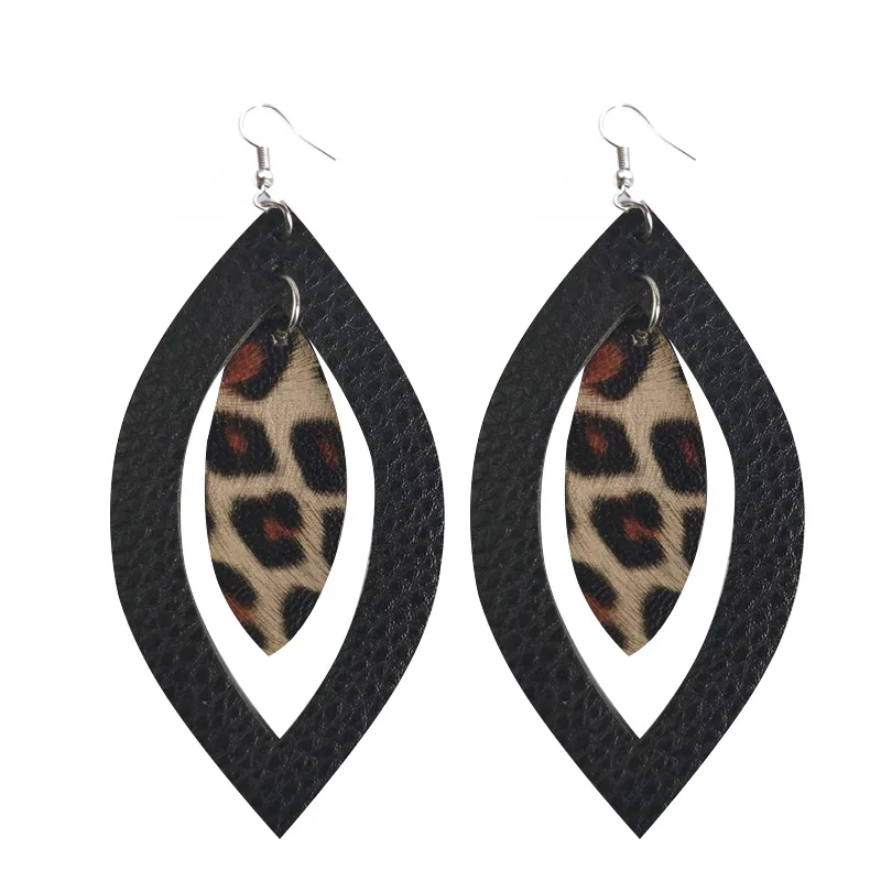 Cpop леопардовые серьги из искусственной кожи для женщин новинка кожаные