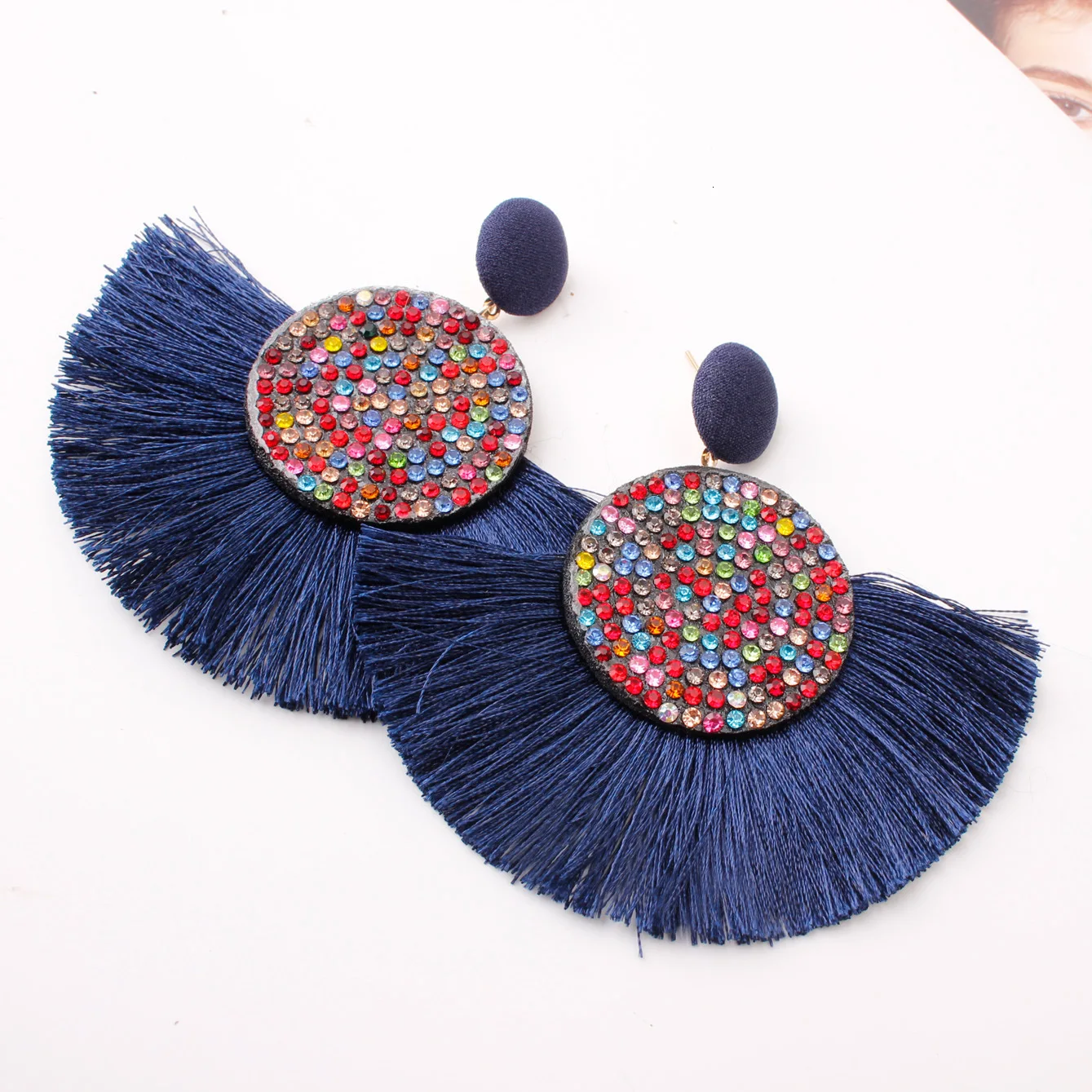 Новинка Boho кисточкой винтажные эффектные Висячие серьги для женщин синий