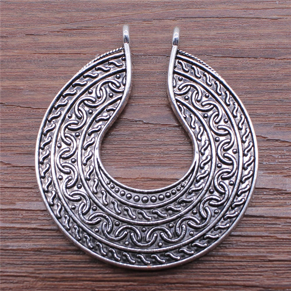 

2pcs Earring Pendant For Earring Making Charms Handmade Accessories Antique Silver Color 45x51mm For Jewelry Making