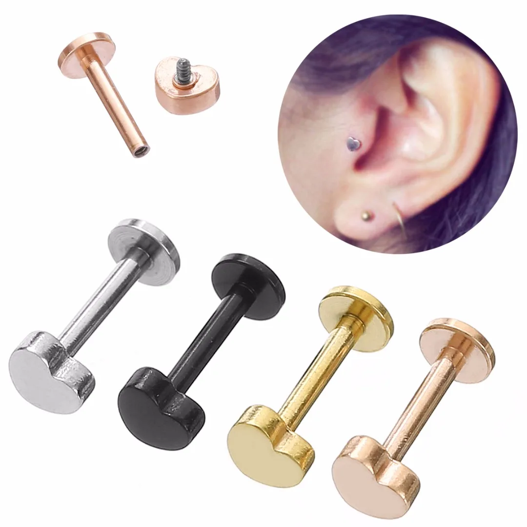 Хирургическая сталь 316L пирсинг для ушей круглые серьги-сердечки звезды хряща уха