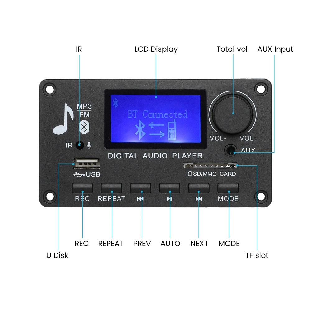 Плата декодера AIYIMA MP3 аудио DAC USB плеер WMA WAV FLAC APE HiFi декодирование без потерь с