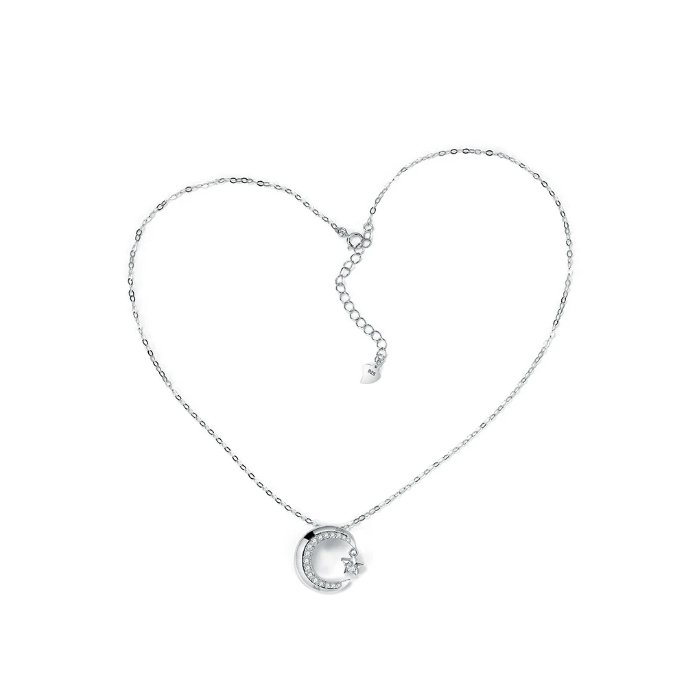 Женское ожерелье из серебра 925 пробы с подвеской в виде Луны и звезды|Индивидуальные Подвески| |