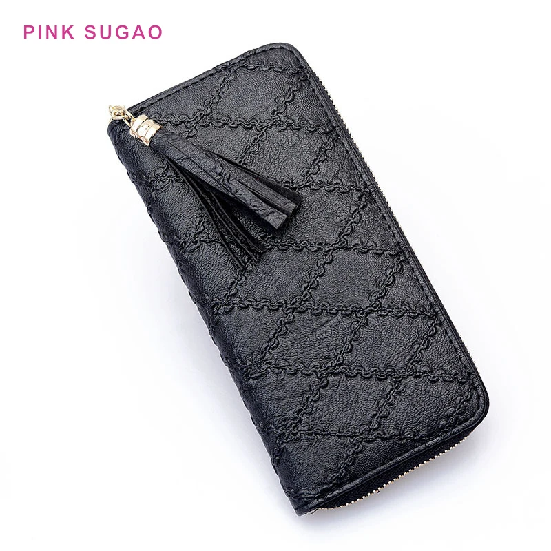 Розовые женские кошельки Sugao кожаный кошелек на молнии длинные кредитница