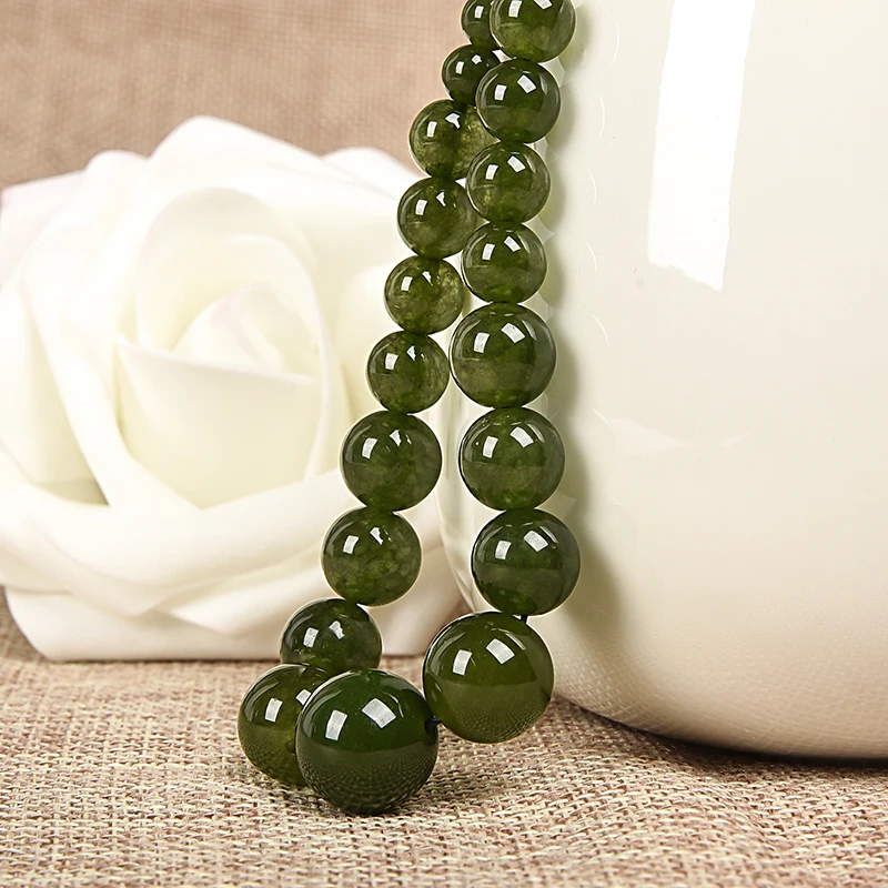 Тайвань зеленым халцедоном яшмы 6 14 мм круглые бусины ожерелье с башней