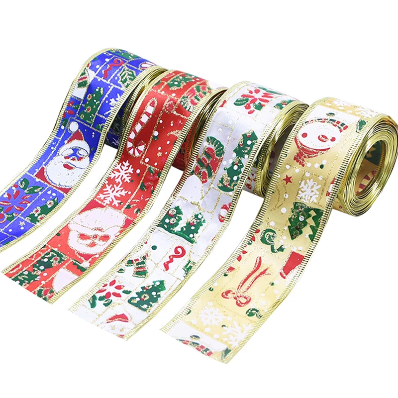 5 м Рождественское украшение атласная лента Санта Клаус дизайн Grosgrain сделай сам
