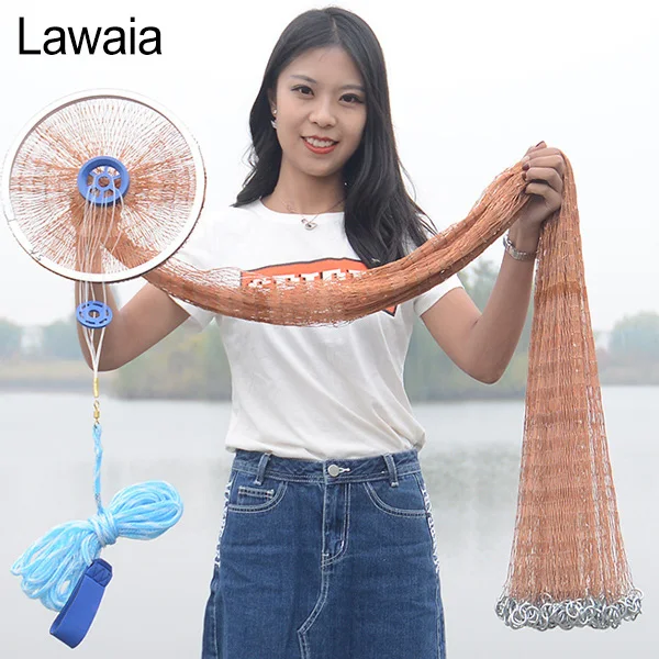 Lawaia кастинговая сеть падающая ручная метательная рыболовные сети диаметром 2 4-4 м