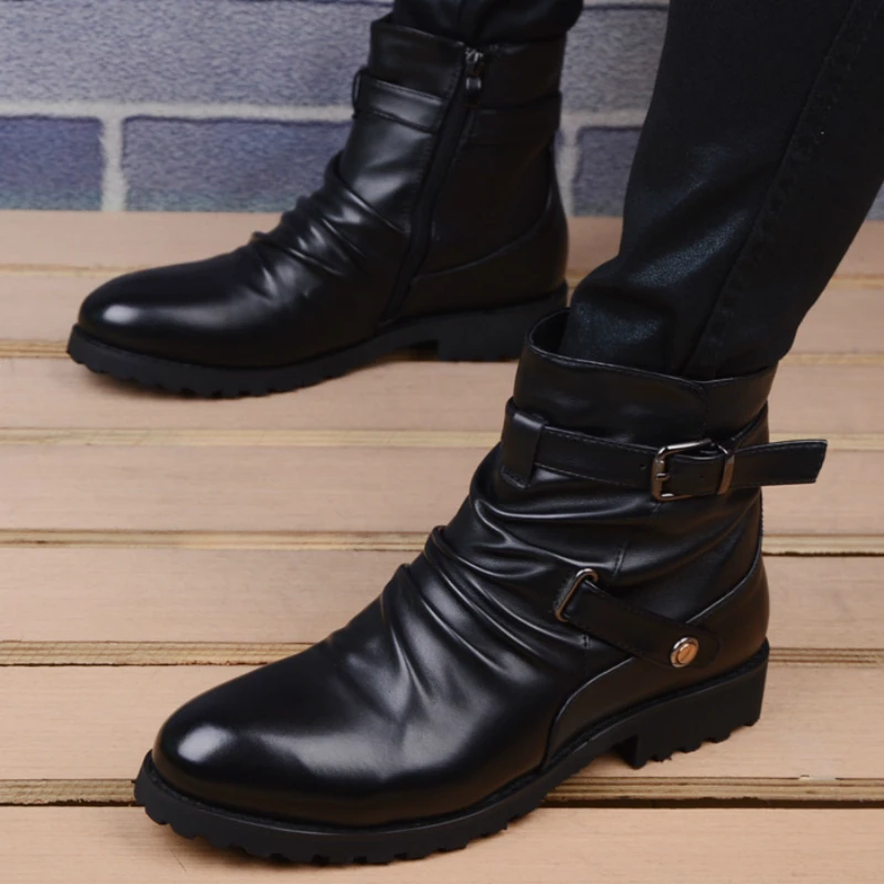 Ботильоны мужские из натуральной кожи модные дизайнерские полусапожки в