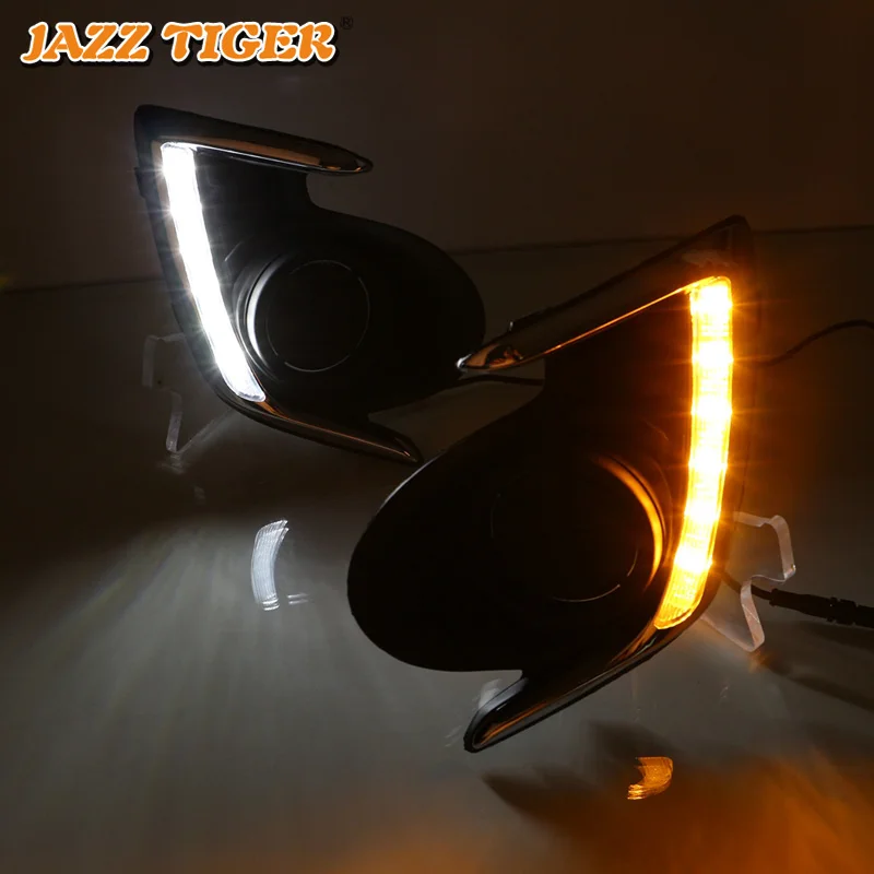 

JAZZ TIGER 2PCS Yellow Turn Signal Function Car Driving Lamp DRL LED Daytime Running Light For Mitsubishi Attrage 2012 - 2015