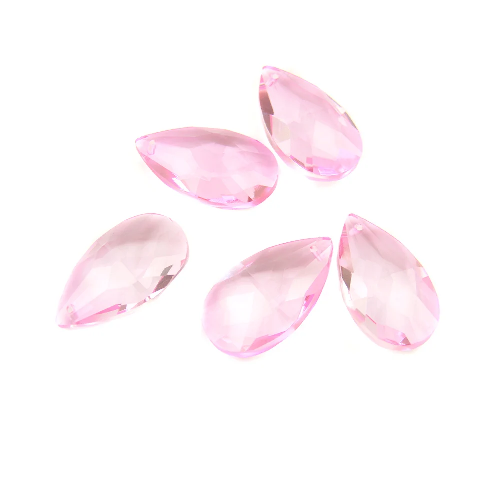 

Pink 38mm/50mm/63mm/76mm/89mm Tear Drop Glass Crystal Prism DIY Pendant Chandelier Jewelry Suncatcher Spacer Faceted