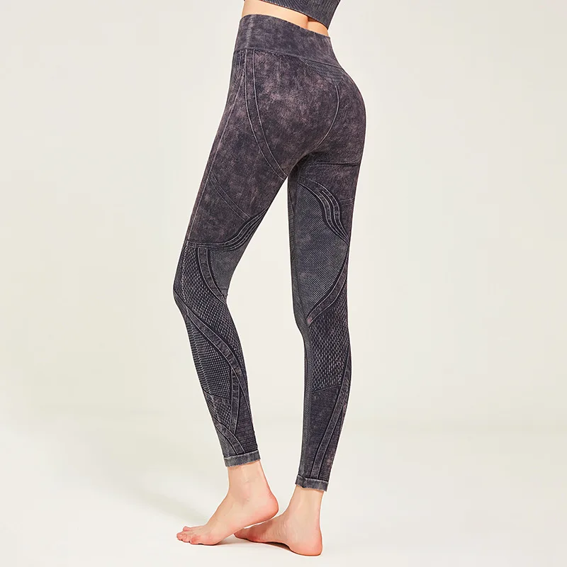 

Seamless Yoga Pants Women's Sports Running Tight Fitness Pants High Waist Printed Washed Hip High Waist Yoga Pants Woman Pants