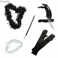 ladies 1920s flapper girl gatsby fancy dress accessories 5 pcs set hen party charleston gangster girl costume accessory kit
