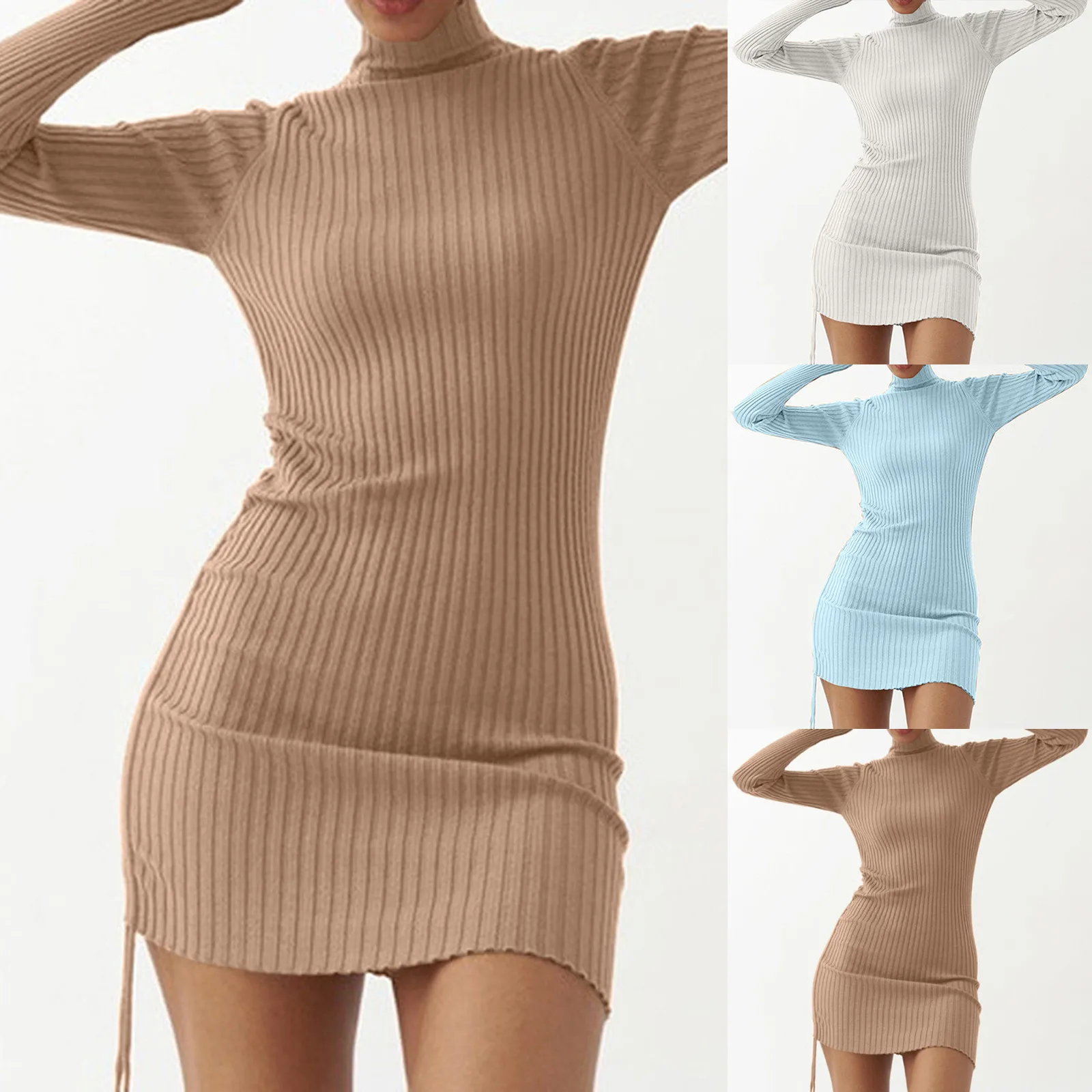 

Sexy Slim Sweater Mini Dresses Bodycon Club Party Long Sleeve Knitted Dress Fall Streetwear Beach Holiday Sundress Vestidos New