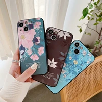 tpu flowers phone case for iphone 11 12 13 pro max xs max x xr 7 8 plus se 2020 3d shockproof silicone colorful matte cover