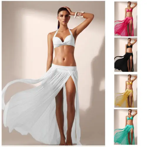 Женская пляжная юбка в стиле бохо летняя пикантная длинная с разрезом и накидкой