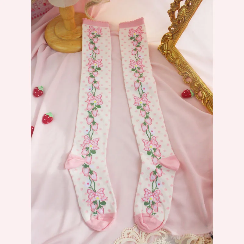 

Japanese style Cute Note Bows Heart Socks Lolita Stockings Cosplay Socks Kawaii Thigh High School Sock Over the Knee Stocking
