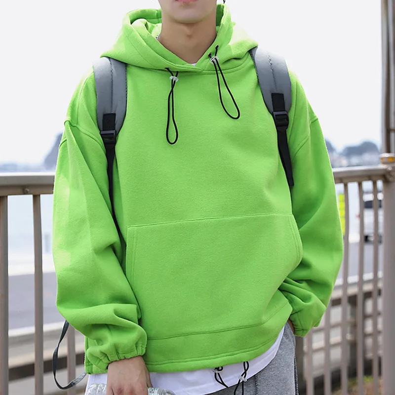Autumn New Hoodie Men Fashion Solid Color Casual Cotton Hooded Pullover Man Streetwear Hip Hop Loose Sweatshirt Large Size M-5XL