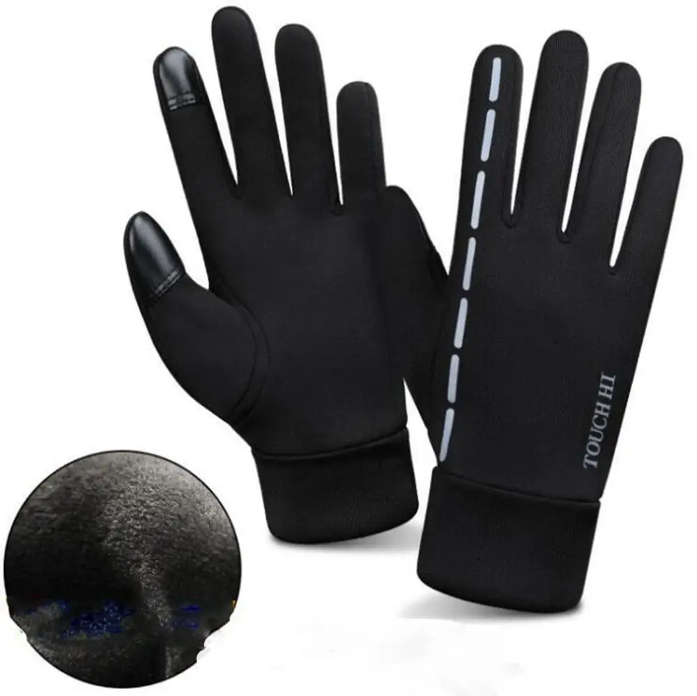 

Outdoor winter riding windproof fleece touch screen warm cycling glove men and women sports reflective gloves
