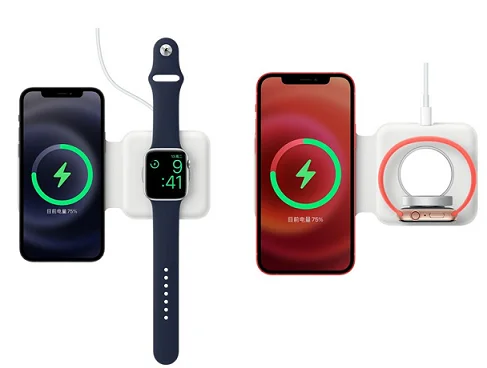 

Magnetic Wireless Charger For iPhone 12 Magnet Duo Charging For iWatch For iphone 15W Fast Recharge With Plug