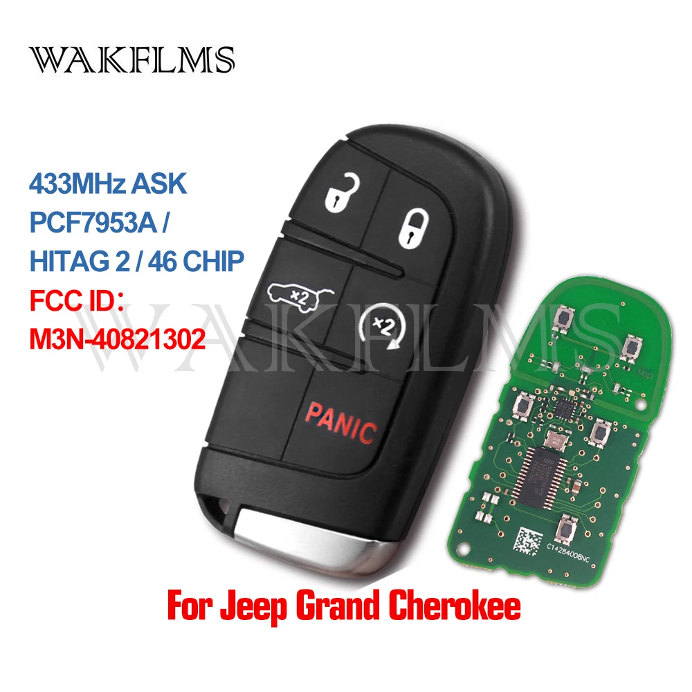 Флуоресцентная лампа 5 кнопок 433 МГц PCF7953A ID46 для Jeep Grand Cherokee 2014 2015 2016 2017 2018 2019|Ключ