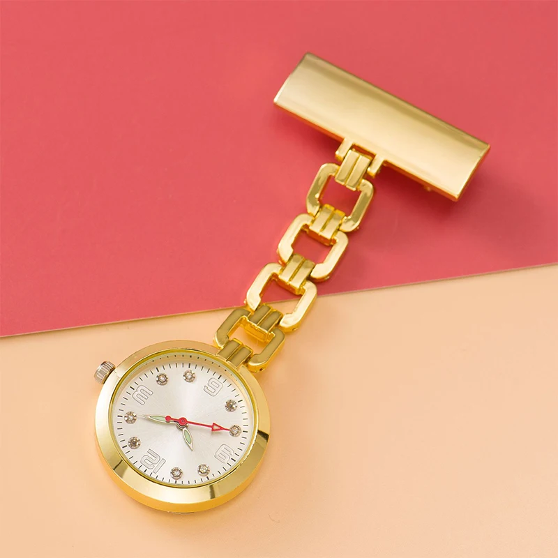 Nurse Watch Breast Medical Care Diamond Green Plate Luminous Lettering Pin Exam Hospital Gift Doctor Pocket Watch Dropshipping
