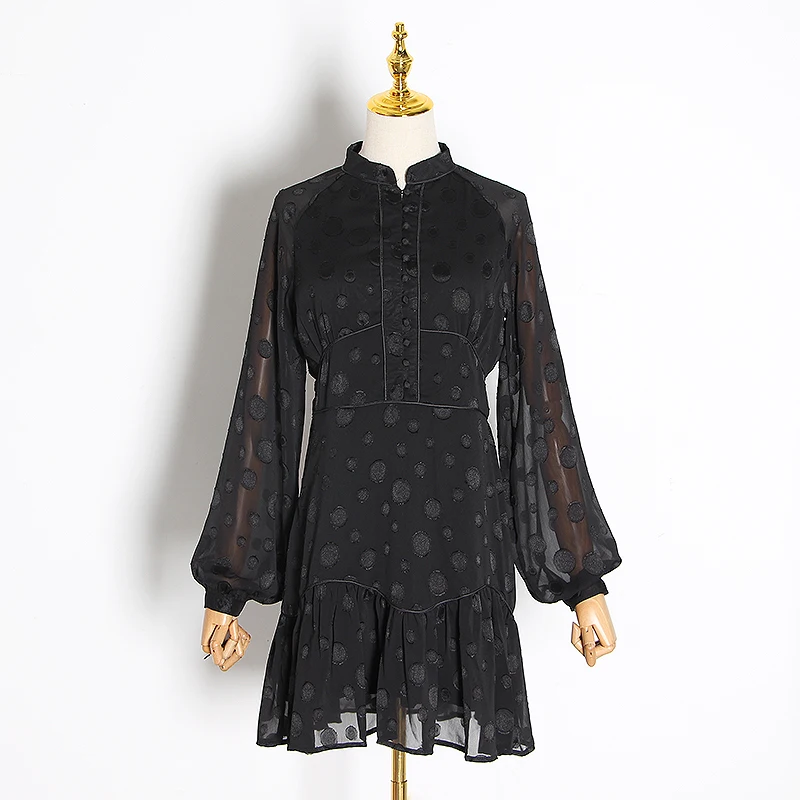 Женское винтажное платье CHICEVER однобортное с длинными рукавами фонариками и