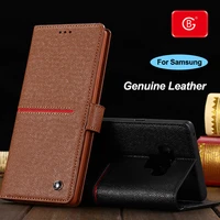 luxury genuine leather wallet card holder cover for samsung galaxy note 9 phone business case shockproof protector flip cases