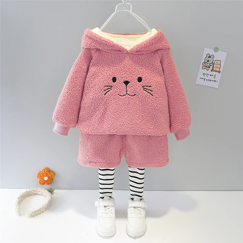 

Toddler Infant Newborn Clothes 2020 Winter Baby Girls Boys Clothing Sets Hooded Plush Tops Pants Child Kids Costume